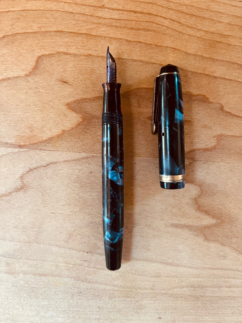 Vintage Parker Marbled Blue Fountain Pen